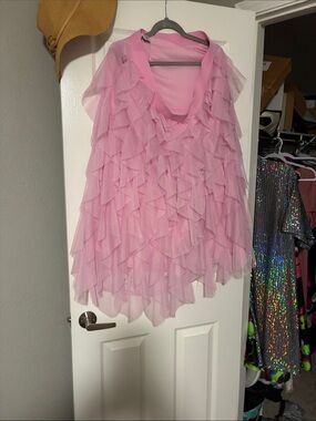 Cato Pink Layered Chiffon Ruffle Maxi Skirt